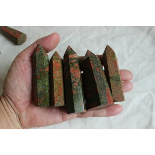 5 Pieces Natural Green Red Unakite Jasper Crystal Points Tower Polished Gem Stone Healing. Wholesales Price ,Free Shipping