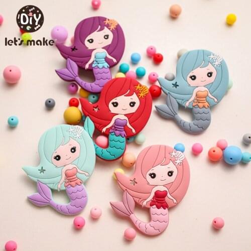 Lets make 5PCS Ocean Mermaid Teether Baby Care Products Free BPA Marine Animal Mermaid Teether Food Grade Tiny Rod