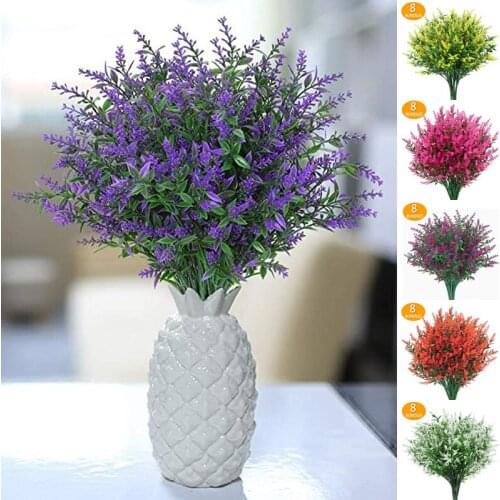 8 Bundles/Pack Artificial Dried Flowers Bouquet Plastic Lavender Simulation Flowers Handmade Home Garden Dacoration