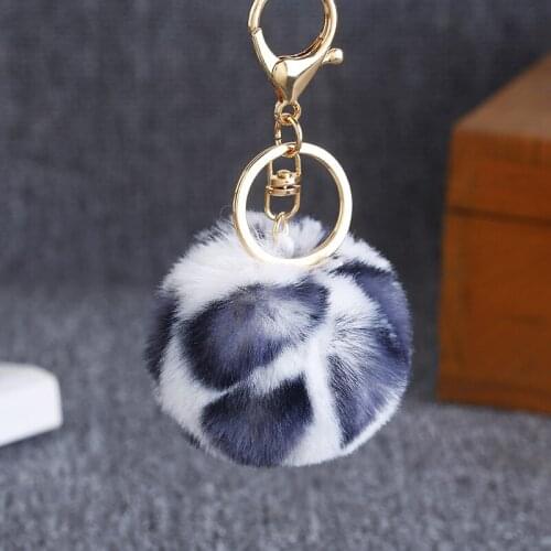 DIY leopard simulation hair ball key chain clothing shoes and hats bag mobile phone accessories K2227