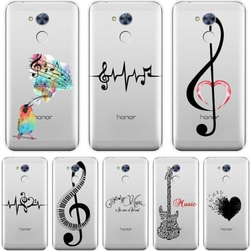 Music Note Heart Guitar Bird Phone Case For Huawei Honor 4X 5A 5X 6 6X Soft Silicone Back Cover For Huawei Honor 6A 4C 5C 6C Pro