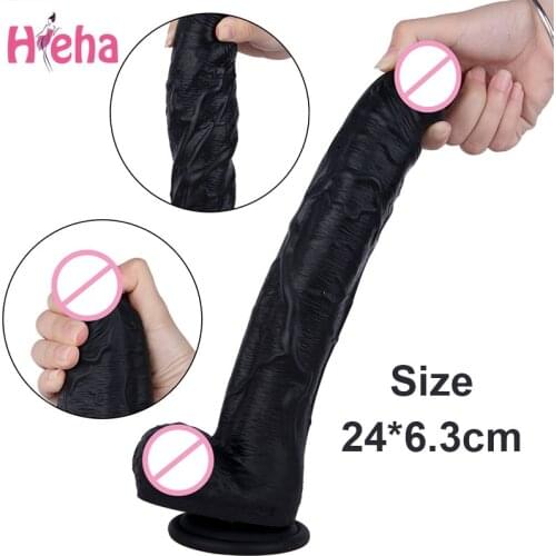 Black Huge Dildo Female Masturbator Super Soft Realistic Penis Dildo Double-layer Silicone Suction Cup Dildos for Women Big Dick