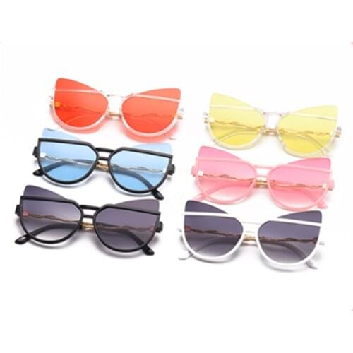 Children Boy Girl Cute Round Sunglasses Little Boys Girls Sweet Style Cat Ear Frame Sun Glasses Outdoor Travel Glasses