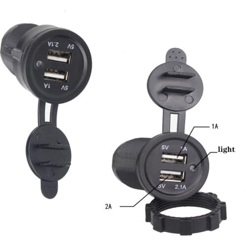 Elistooop Car Cigarettes Lighter Car Kit Waterproof Socket Splitter Dual 2 USB Vehicle Mobile Phone Power Adapte Charger 2020