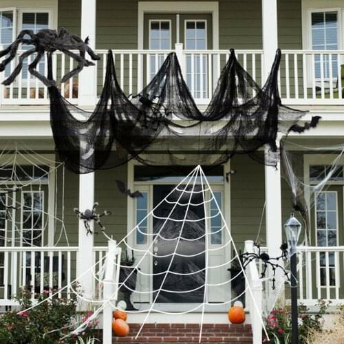 Halloween Gauze Decoration Super-Size Creepy Cloth Black Party Supplies Halloween Roving Grid Decoration