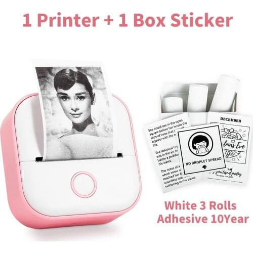 Phomemo T02 Pocket Printer- Mini BT 4.0 Wireless Portable Mobile Printer Thermal Printer Compatible with iOS + Android Pink