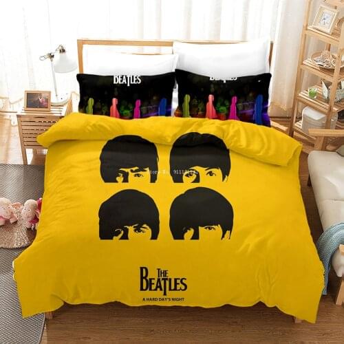 Classic European Beatles Bedding Set 3D Down Quilt Cover Pillowcase Bedroom Bedding Set Adult Children Bedroom Decoration