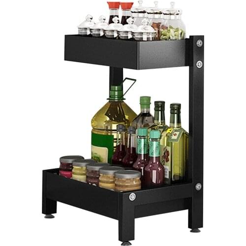 Kitchen Shelf Seasoning Rack Household 2 Layer Multi-function Countertop Knife Chopsticks Cutting Board Spice Storage Holder