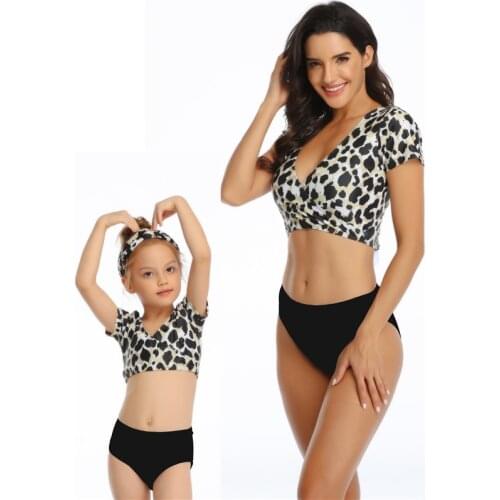 Swimsuits family matching swimwear mother and daughter clothes matching family outfits mommy and me swimwear leopard bikini