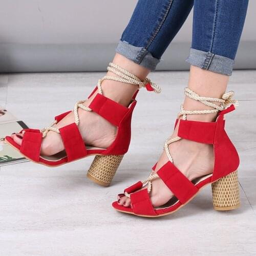 Summer Sandals Women Size 43 Shoes Red High Heel Sandal Fashion Pink Shoes for Women Heel Sandal Gladiator Women Shoes High Heel