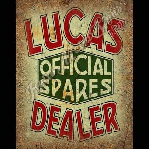 LUCAS OFFICIAL SPARES VINTAGE RETRO GARAGE METAL TIN SIGN POSTER WALL PLAQUE
