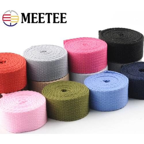 Meetee 50yards 25mm Thicken 2mm Canvas Webbing Ribbon Strap for Backpack Belt Dog Collar Woven Bands Sew DIY Crafts Accessory