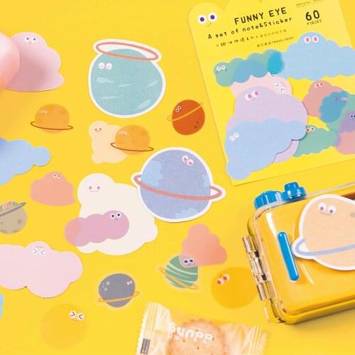 60pcs Funny Eye Stickers Cartoon Little Planet Candy Forest Animal Fruit Cloud Heart Note Sticker Gift Diary Decoration A6475