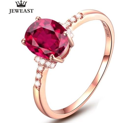 SLFD Natural Red tourmaline 18K Pure Gold 2020 New Hot Selling Top Ring Women Heart Shape Ring For Ladies Woman Genuine Jewelry