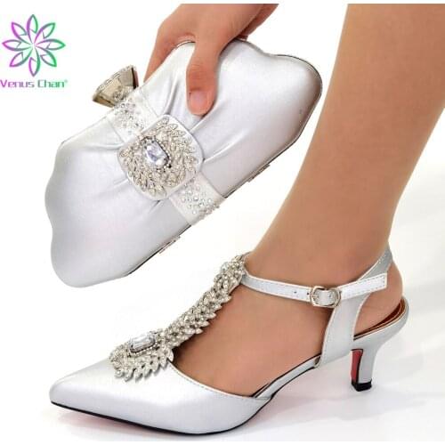 New Arrival Rhinestone Shoes and Bags for Party In Women Luxury Women Shoes Nigerian Women Party Shoes with Bag Set High Heels