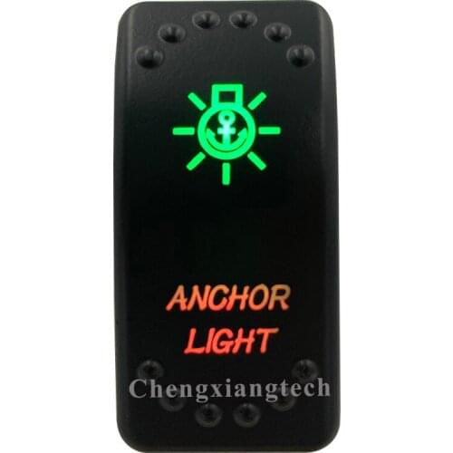 12v 24v, On Off, Up Green & Down Red Led Backlit -ANCHOR LIGHT- Laser Rocker Switch for Car Boat Truck Bus Push Switch