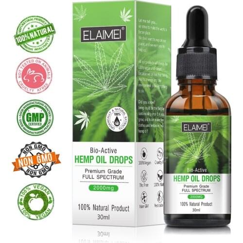 Organic Essential Oil Hemp Seed Oil 2000MG Herbal Drops Body Relieve Stress Oil Skin Care Help Sleep