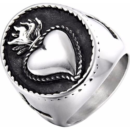 Polishing Love Heart Ring Titanium Stainless Steel Punk Newest Gift For Lovers Ring for Couples Engagement Bands Men Woman