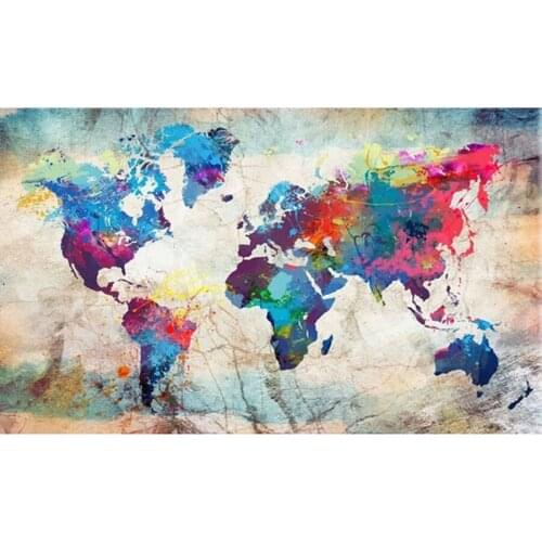 Full Diamond Painting flat geometry World Map 5D DIY Diamond Embroidery Sale Landscape Mosaic Picture Of Rhinestone Home Decor