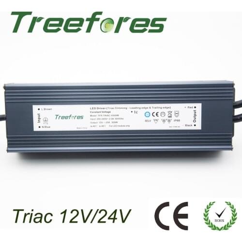 IP66 Triac 80W 100W 120W 150W 200W 300W 360W Dimmable LED Driver AC to DC 12V 24V Power Supply Dimming Lighting Transformer