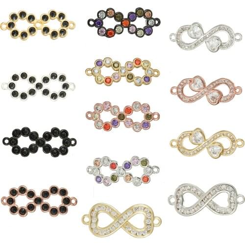 Infinity Symbol Charms for Jewelry Making Supplies Gold Infinite Love Diy Earring Necklace Metal Copper CZ Zircon Accessories