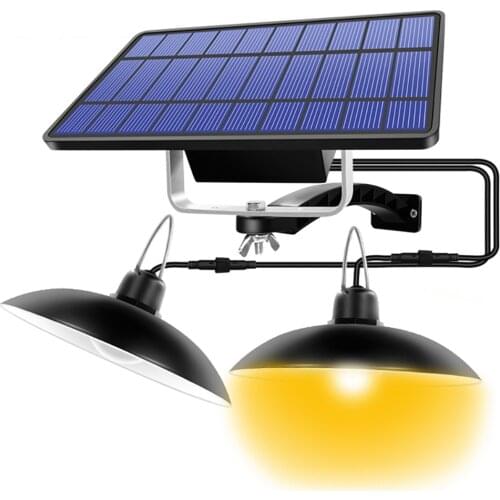Solar Pendant Lights IP65 Lamp For Chicken Coops Patio Outdoor Shed Barn Gazebo With Remote Control Double Head White/Warm White