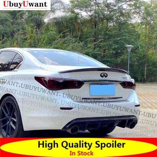 For Infiniti Q50 Real Carbon Fiber Car Trunk Spoiler Wing Lid 2014-2021 Highkick Rear Wing Spoiler Rear Trunk