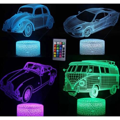 Retro Car Old Fanshion Vehicle LED 3D Illusion Visual Night Light Creative Bedroom Decoration Novelty Lamp Kids Gift Souvenir