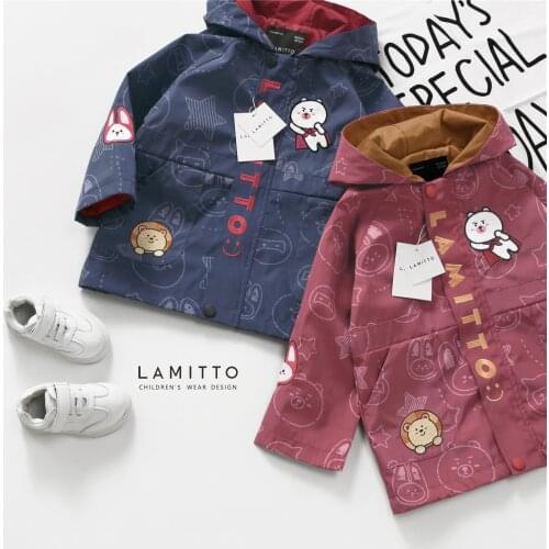Tonytaobaby Autumn Winter Clothing New Boys Girls Childrens Clothing Cartoon Pattern Long Handsome Coat Kids Coat