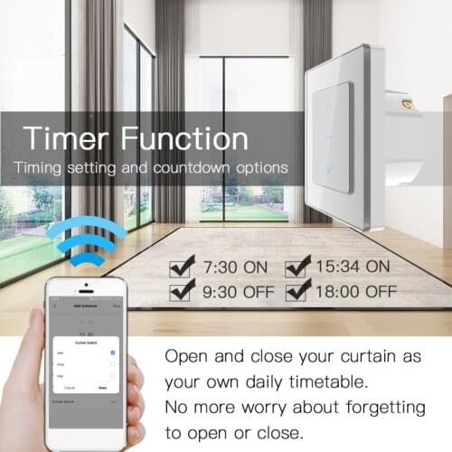 WiFi Smart Curtain Switch Touch Design for Motorized Curtains and Roller Blinds work with Tuya Smart Life App for Alexa Google
