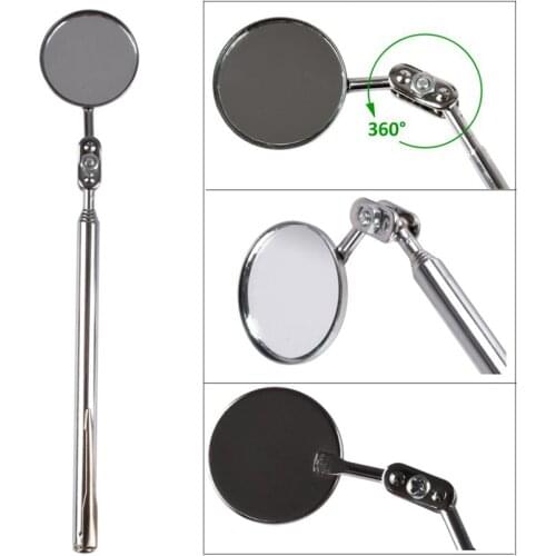 Stable Extension Telescoping Inspection Mirror 30 mm Diameter 17 to 49 cm Retractable Length for 360°Angle View
