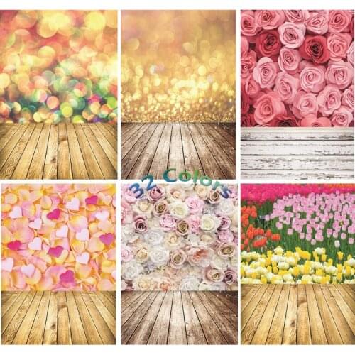 Vinyl Custom Photography Backdrops Prop Flower and wood Planks Photo Studio Background 91223SF-61