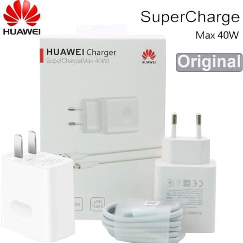 Huawei Charger 40W Original 10V4A Supercharge EU Charge adapter 5A USB type c cable for nova 5 5t 5 pro mate 30 pro p20 p30 pro