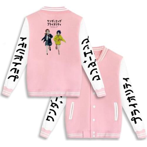 Women Students Jackets Coats Wonder Egg Priority Baseball Uniform Pink Girls Casual Jackets Men Outwear Hot Anime Ohto Ai Coats