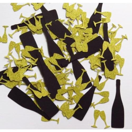 Gold Glitter & Black New Years Party Decor Champagne Drink Decorations Die Cuts Scrapbookingcft Table decor scrapbook Confettis