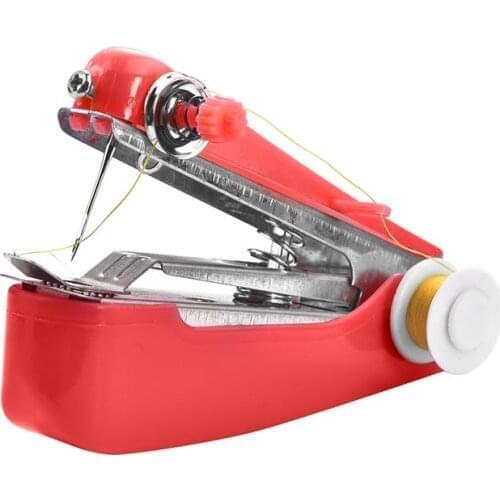 1pc Red Mini Manual Sewing Machine Simple Operation Sewing Tools Sewing Cloth Fabric Handy Needlework Tool