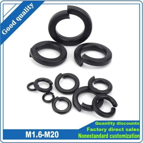 Black 304 Stainless Steel Spring Washers M1.6 M2 M2.5 M3 M4 M5 M6 M8 M10 M12 M14 M16 M18 M20 DIN127 Split Lock Elastic Gasket