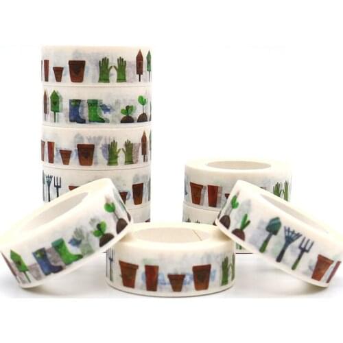 10m*15mm Creative Gardening Tools Series Washi Tape DIY Decorative Tape Office Adhesive Stationery Masking Tape Sticker 1 PCS