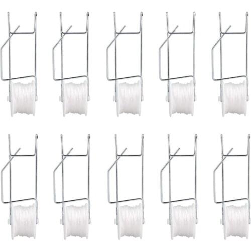 10Pcs Tomato Support Hooks, Tomato Trellis Roller Hooks with 15M Vine Support String Rope Plant Roller Hooks
