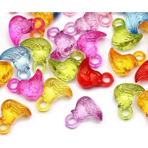 Colorful Mixed Bird Acrylic Pendant 30pcs 16x13mm Loose Spacer Beads For Jewelry Making DIY Necklace Bracelet Accessories