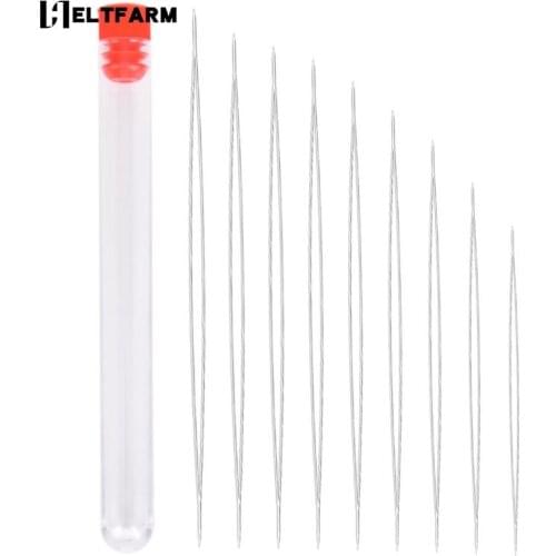 9Pcs Steel Large Big Eye Collapsible Embroidery Beading Needle Thread Sewing Needles Assorted Size Jewelry Tool
