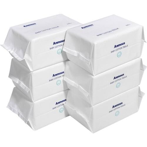 Anmous Baby Dry Wipe Soft Towel Cotton Tissues Dry Wet Use Ultra-Soft Baby Hand Mouth Diaper Wipes 6 Packs