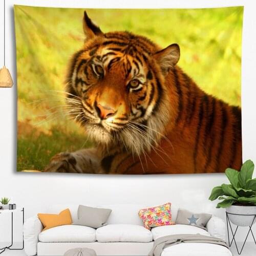 Hot Sale Custom High Quality Tiger Wall Hanging HD Landscape 3D Printing Digital Printing Home Decoration Tapestry