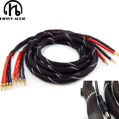 HIFI speaker cable with Japan origin speaker line copper Gold-plated bananas plug size 2.5M DIY Double cable separate sound