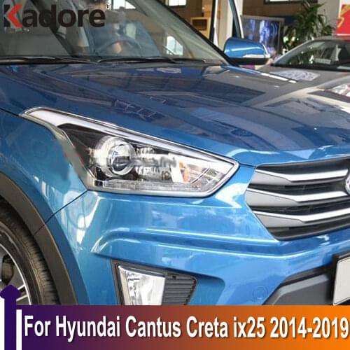 For Hyundai Cantus Creta ix25 2014-2019 Chrome Trim Head Lamp Front Bumper Headlight Trims Cover Auto Accessories Car Styling