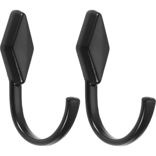 2pc White/Black Zinc Alloy Coat Hooks Wall Mounted Robe Hook Single Bathroom Kitchen Door Hanger For Hanging Towel, Clothes, Hat