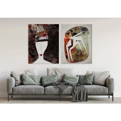 Contemporary Minimalist Print Abstract Canvas Art Set Of 2
