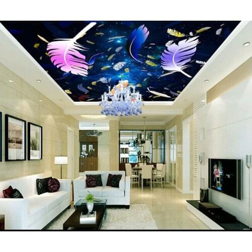 Custom ceiling wallpaper, star feather for the living room bedroom ceiling background wall vinyl papel de parede