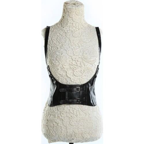 Black Suspender Vest Women Belt Nightclub Party Dress Accessories Punk Style Elastic Wide Waist Seal Sexy Imitation Leather