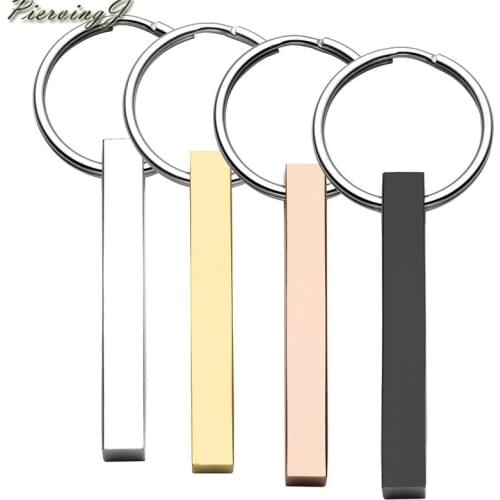 PiercingJ New Stainless Steel Keychain necklace Rectangular Cuboid Vertical Charm Keyring Keychain Valentines Best Friends Gift